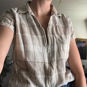 Zip up collared shirt